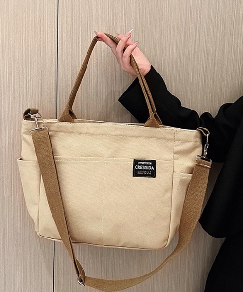 PARKS TOKYO SELECT（パークストウキョウセレクト）の「大容量 2WAYショルダーキャンバスバッグ（ショルダーバッグ・レディース・黄緑系/ホワイト/ブラック/カーキ/カーキ系・FREE）」の13枚目の写真