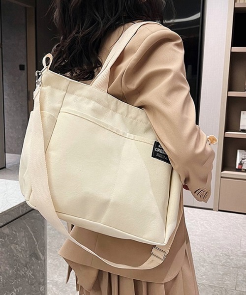 PARKS TOKYO SELECT（パークストウキョウセレクト）の「大容量 2WAYショルダーキャンバスバッグ（ショルダーバッグ・レディース・黄緑系/ホワイト/ブラック/カーキ/カーキ系・FREE）」の17枚目の写真