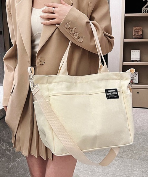 PARKS TOKYO SELECT（パークストウキョウセレクト）の「大容量 2WAYショルダーキャンバスバッグ（ショルダーバッグ・レディース・黄緑系/ホワイト/ブラック/カーキ/カーキ系・FREE）」の18枚目の写真