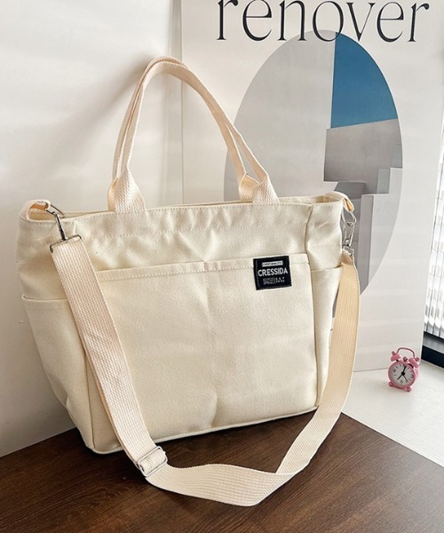 PARKS TOKYO SELECT（パークストウキョウセレクト）の「大容量 2WAYショルダーキャンバスバッグ（ショルダーバッグ・レディース・黄緑系/ホワイト/ブラック/カーキ/カーキ系・FREE）」の21枚目の写真