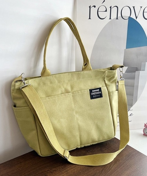 PARKS TOKYO SELECT（パークストウキョウセレクト）の「大容量 2WAYショルダーキャンバスバッグ（ショルダーバッグ・レディース・黄緑系/ホワイト/ブラック/カーキ/カーキ系・FREE）」の19枚目の写真