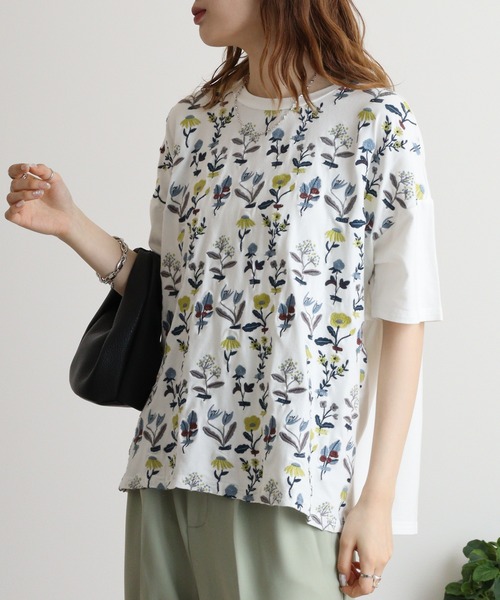 EMAGO 花刺繍ヨークTシャツ（Tシャツ/カットソー）｜Emago（イマゴ）