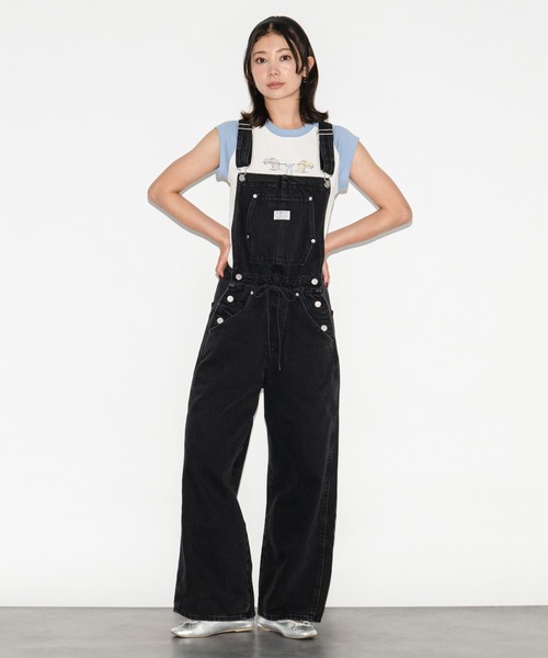 サロペット・オーバーオール・オールインワン louren georgette wide overall black louren georgette wide overall black