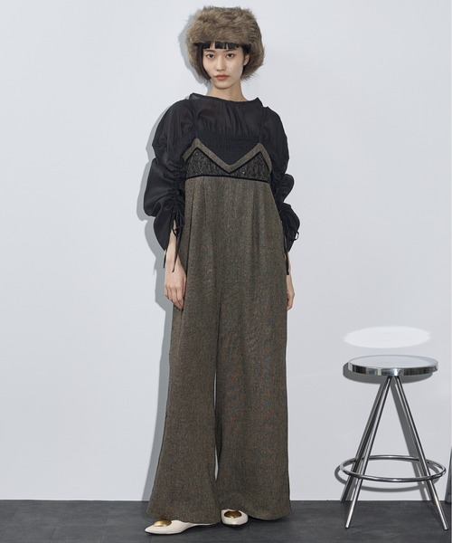 THE YOn(ザヨン)の「レース切替ツイードキャミサロペット(サロペット/オーバーオール・レディース・ブラウン/グレー・FREE)」の19枚目の写真