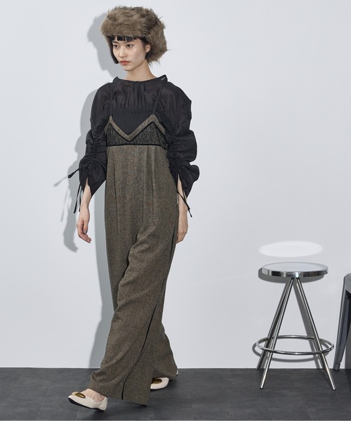 THE YOn(ザヨン)の「レース切替ツイードキャミサロペット(サロペット/オーバーオール・レディース・ブラウン/グレー・FREE)」の21枚目の写真