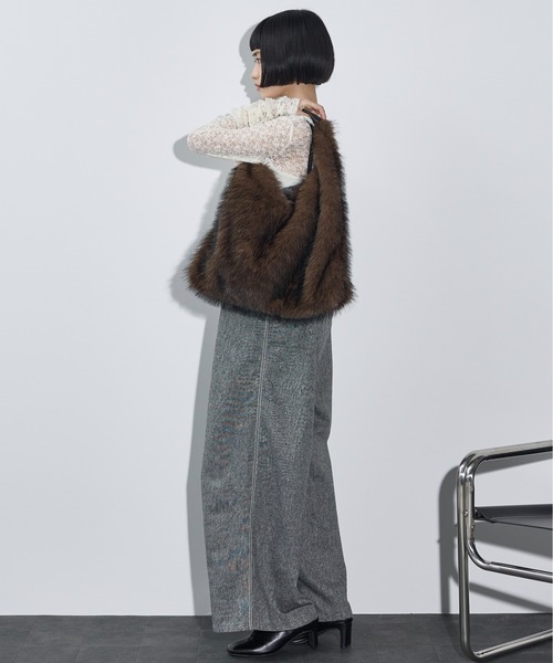 THE YOn(ザヨン)の「レース切替ツイードキャミサロペット(サロペット/オーバーオール・レディース・ブラウン/グレー・FREE)」の4枚目の写真