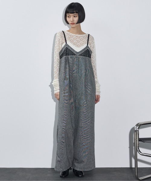 THE YOn（ザヨン）の「レース切替ツイードキャミサロペット