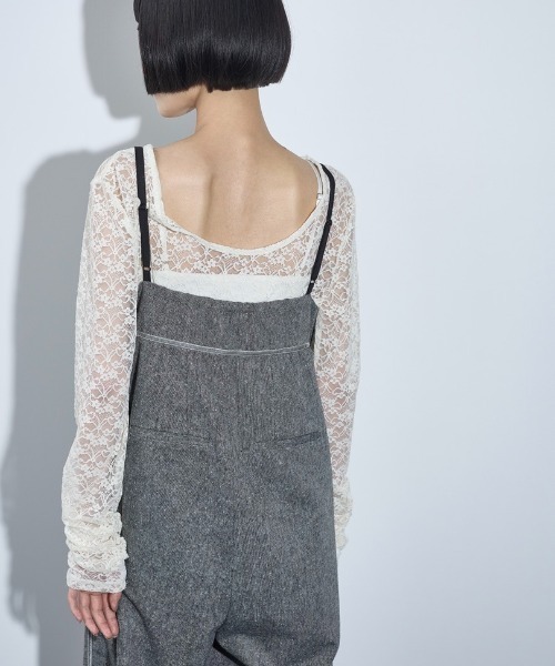 THE YOn(ザヨン)の「レース切替ツイードキャミサロペット(サロペット/オーバーオール・レディース・ブラウン/グレー・FREE)」の12枚目の写真