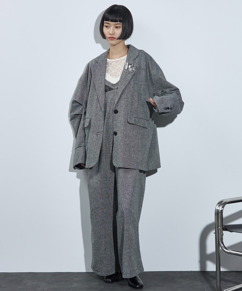 THE YOn(ザヨン)の「レース切替ツイードキャミサロペット(サロペット/オーバーオール・レディース・ブラウン/グレー・FREE)」の15枚目の写真