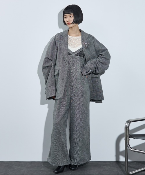 THE YOn(ザヨン)の「レース切替ツイードキャミサロペット(サロペット/オーバーオール・レディース・ブラウン/グレー・FREE)」の16枚目の写真