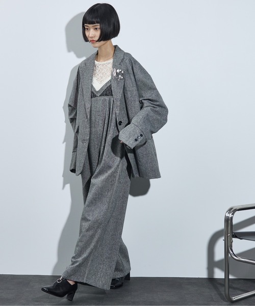 THE YOn(ザヨン)の「レース切替ツイードキャミサロペット(サロペット/オーバーオール・レディース・ブラウン/グレー・FREE)」の17枚目の写真