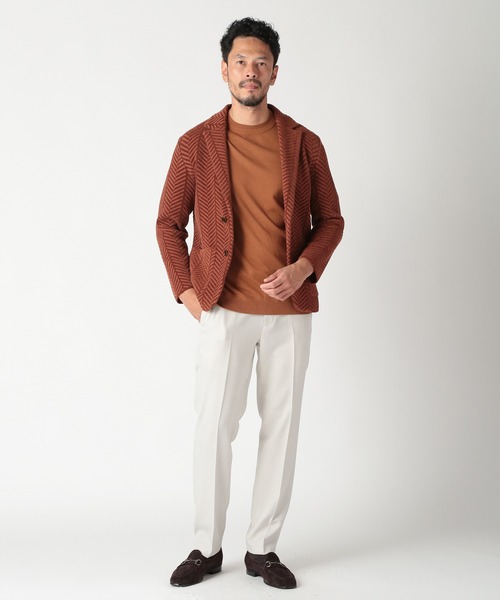 MEN'S BIGI(メンズビギ)の「ヘリンボーンニットジャケット(テーラードジャケット・メンズ・グレー/レンガ/ネイビー・02/03/04)」の17枚目の写真