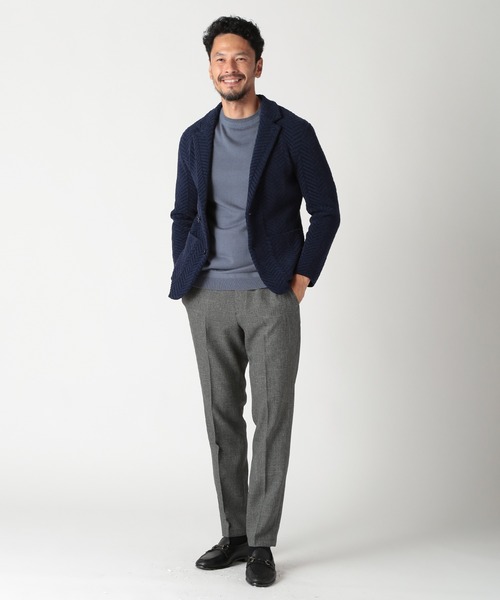 MEN'S BIGI(メンズビギ)の「ヘリンボーンニットジャケット(テーラードジャケット・メンズ・グレー/レンガ/ネイビー・02/03/04)」の21枚目の写真