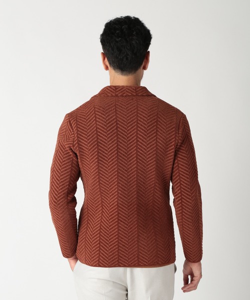 MEN'S BIGI(メンズビギ)の「ヘリンボーンニットジャケット(テーラードジャケット・メンズ・グレー/レンガ/ネイビー・02/03/04)」の19枚目の写真