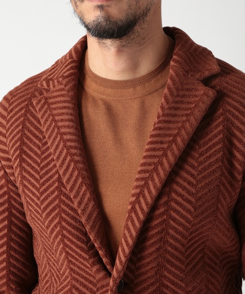 MEN'S BIGI(メンズビギ)の「ヘリンボーンニットジャケット(テーラードジャケット・メンズ・グレー/レンガ/ネイビー・02/03/04)」の18枚目の写真