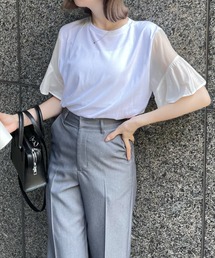 clear | 異素材ドッキングフリルスリーブＴシャツ≪2024SS新作≫(Tシャツ/カットソー)