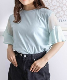 clear | 異素材ドッキングフリルスリーブＴシャツ≪2024SS新作≫(Tシャツ/カットソー)