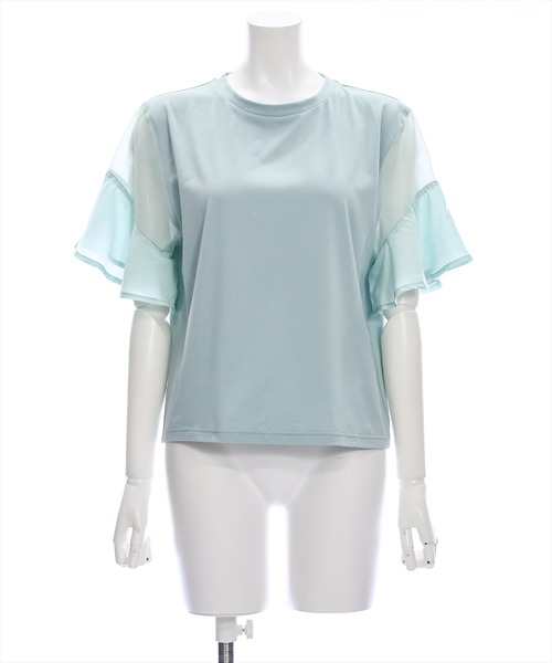 clear（クリア）の「異素材ドッキングフリルスリーブＴシャツ［大人 カジュアル］≪再入荷≫（Tシャツ/カットソー・レディース・オフホワイト/ミント/ブラック・F）」の16枚目の写真