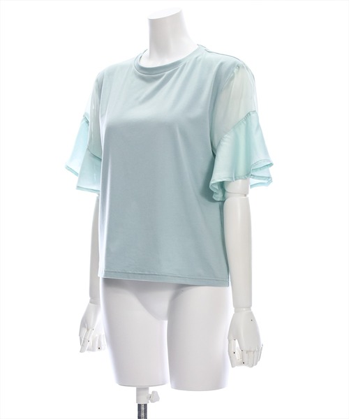clear（クリア）の「異素材ドッキングフリルスリーブＴシャツ［大人 カジュアル］≪再入荷≫（Tシャツ/カットソー・レディース・オフホワイト/ミント/ブラック・F）」の7枚目の写真