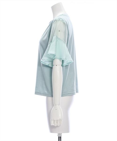 clear（クリア）の「異素材ドッキングフリルスリーブＴシャツ［大人 カジュアル］≪再入荷≫（Tシャツ/カットソー・レディース・オフホワイト/ミント/ブラック・F）」の8枚目の写真