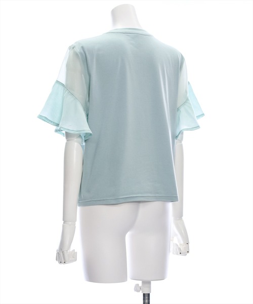 clear（クリア）の「異素材ドッキングフリルスリーブＴシャツ［大人 カジュアル］≪再入荷≫（Tシャツ/カットソー・レディース・オフホワイト/ミント/ブラック・F）」の9枚目の写真