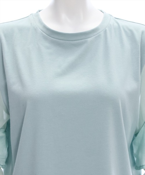 clear（クリア）の「異素材ドッキングフリルスリーブＴシャツ［大人 カジュアル］≪再入荷≫（Tシャツ/カットソー・レディース・オフホワイト/ミント/ブラック・F）」の11枚目の写真