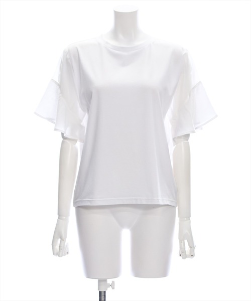 clear（クリア）の「異素材ドッキングフリルスリーブＴシャツ［大人 カジュアル］≪再入荷≫（Tシャツ/カットソー・レディース・オフホワイト/ミント/ブラック・F）」の14枚目の写真