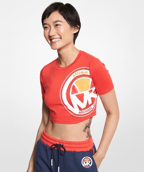 MK x ellesse ロゴ オーガニックコットン クロップドトップ