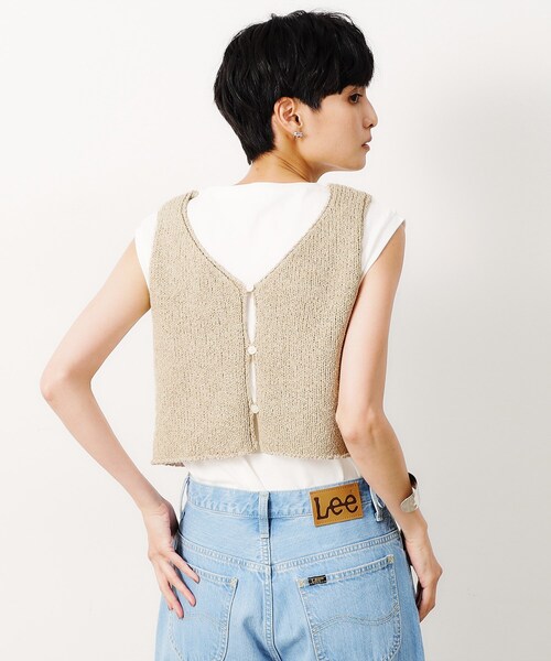 OPAQUE.CLIP（オペークドットクリップ）の「◆【前後2WAY/ツインセット】ニットビスチェ×ノースリーブ【洗濯機洗い可】（Tシャツ/カットソー・レディース・ブラック/ネイビー系3/ベージュ系その他6・38/40/42）」の5枚目の写真