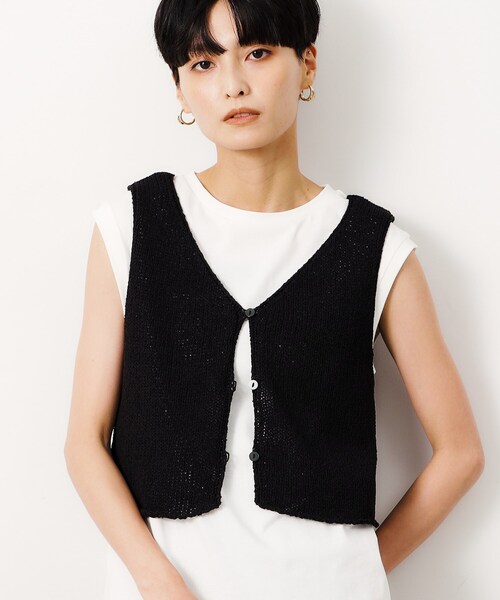 OPAQUE.CLIP（オペークドットクリップ）の「◆【前後2WAY/ツインセット】ニットビスチェ×ノースリーブ【洗濯機洗い可】（Tシャツ/カットソー・レディース・ブラック/ネイビー系3/ベージュ系その他6・38/40/42）」の18枚目の写真