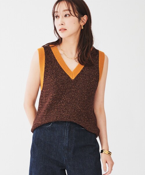 【セール】【オールシーズン/ラメ】Vネックベスト（ベスト）｜UNTITLED（アンタイトル）