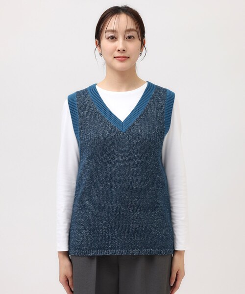 UNTITLED（アンタイトル）の「◆【オールシーズン/ラメ】Vネックベスト（ベスト・レディース・ブルー系その他/ダークブラウン/ナチュラル・00/02/04/44/48）」の13枚目の写真