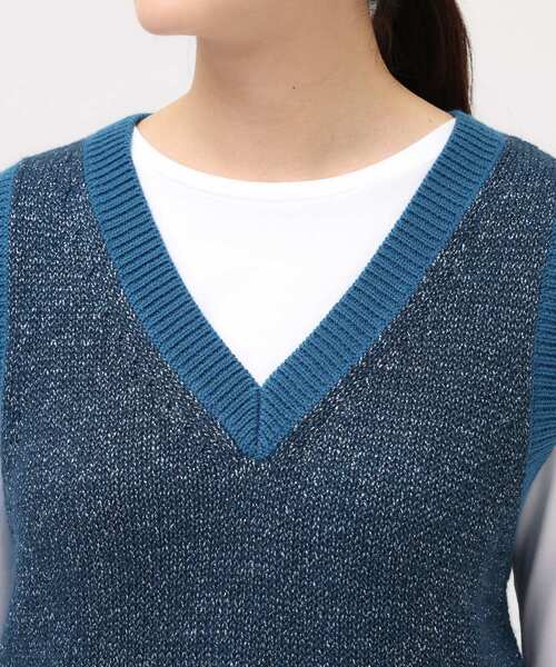 UNTITLED（アンタイトル）の「◆【オールシーズン/ラメ】Vネックベスト（ベスト・レディース・ブルー系その他/ダークブラウン/ナチュラル・00/02/04/44/48）」の16枚目の写真