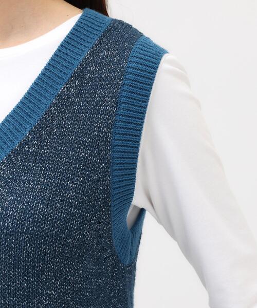 UNTITLED（アンタイトル）の「◆【オールシーズン/ラメ】Vネックベスト（ベスト・レディース・ブルー系その他/ダークブラウン/ナチュラル・00/02/04/44/48）」の17枚目の写真