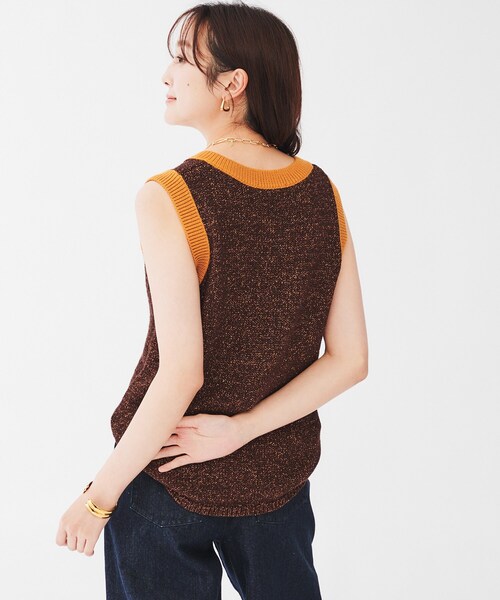 UNTITLED（アンタイトル）の「◆【オールシーズン/ラメ】Vネックベスト（ベスト・レディース・ブルー系その他/ダークブラウン/ナチュラル・00/02/04/44/48）」の20枚目の写真