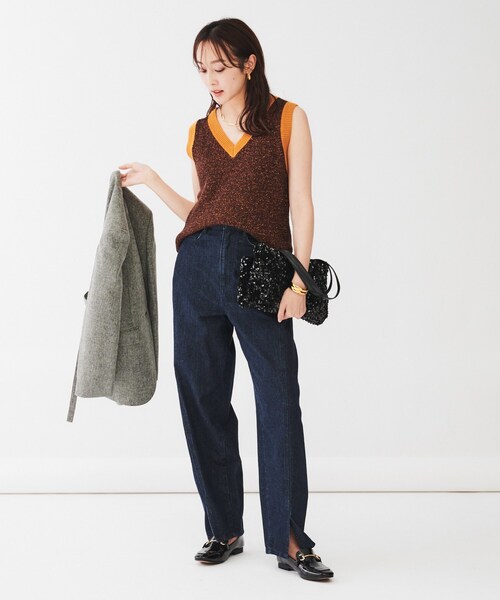 UNTITLED（アンタイトル）の「◆【オールシーズン/ラメ】Vネックベスト（ベスト・レディース・ブルー系その他/ダークブラウン/ナチュラル・00/02/04/44/48）」の21枚目の写真