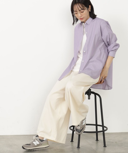 FOUND GOOD（ファウンドグッド）の「EASYベーシックシャツLS（シャツ/ブラウス・レディース・ブルー系/グリーン/パープル系/ブラウン系・S/M/L）」の4枚目の写真