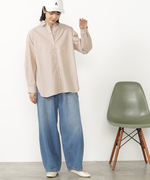 FOUND GOOD（ファウンドグッド）の「EASYベーシックシャツLS（シャツ/ブラウス・レディース・ブルー系/グリーン/パープル系/ブラウン系・S/M/L）」の5枚目の写真