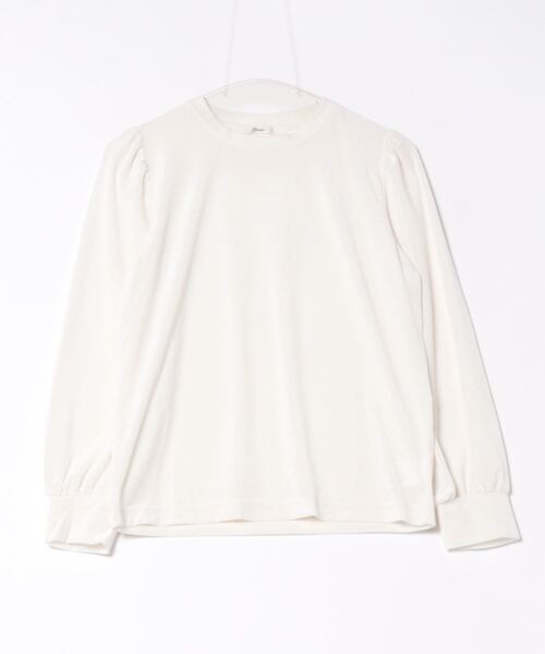 tシャツ シアートリコット ベロアパフスリーブトップス レディース Jines tシャツ シアートリコット ベロアパフスリーブトップス