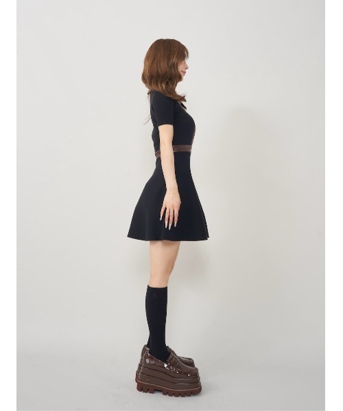Darich（ダーリッチ）の「ロゴレザーニットミニワンピース