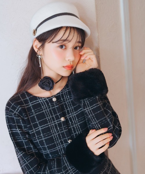 WILLSELECTION(ウィルセレクション)の「ベルト付きウールハット(キャスケット・レディース・オフホワイト/ブラック・FREE)」の3枚目の写真