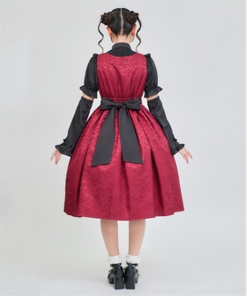 axes femme kawaii(アクシーズファムカワイイ)の「牡丹刺繍チャイナジャンスカ(ジャンパースカート・レディース・ワイン/ブラック/ミント・MEDIUM)」の6枚目の写真