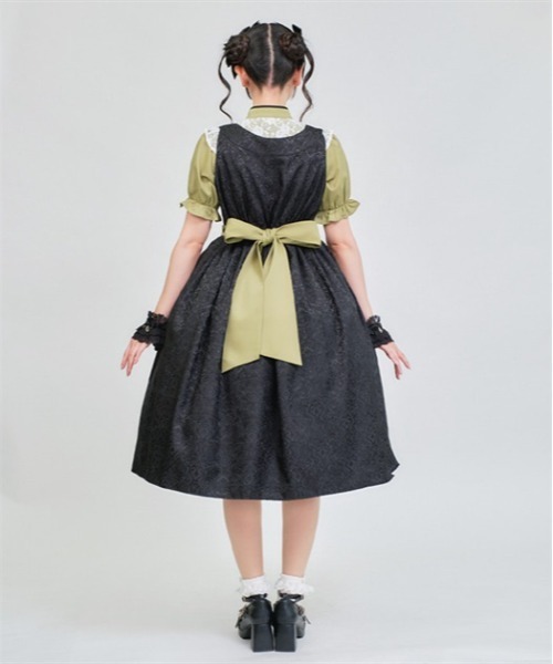 axes femme kawaii(アクシーズファムカワイイ)の「牡丹刺繍チャイナジャンスカ(ジャンパースカート・レディース・ワイン/ブラック/ミント・MEDIUM)」の8枚目の写真