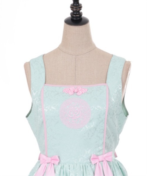 axes femme kawaii(アクシーズファムカワイイ)の「牡丹刺繍チャイナジャンスカ(ジャンパースカート・レディース・ワイン/ブラック/ミント・MEDIUM)」の13枚目の写真