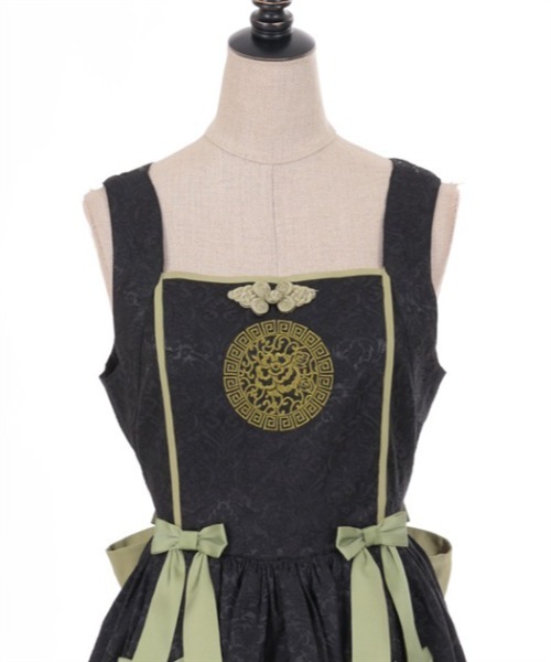 axes femme kawaii(アクシーズファムカワイイ)の「牡丹刺繍チャイナジャンスカ(ジャンパースカート・レディース・ワイン/ブラック/ミント・MEDIUM)」の21枚目の写真