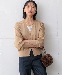 23区 - 23区 44 リブ カーディガン 大きめ ラメ ベージュの通販