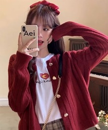 Mayree | 【Mayree】リブ　ハートボタン　カーディガン(カーディガン/ボレロ)