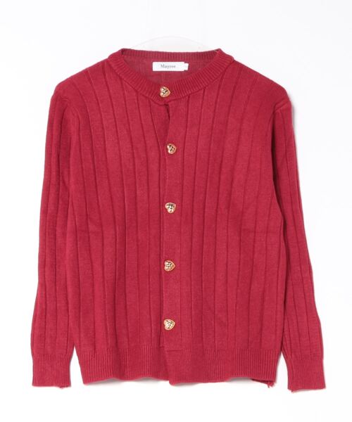 Mayree(メイリー)の「【Mayree】リブ ハートボタン カーディガン(カーディガン/ボレロ・レディース・レッド・SMALL/MEDIUM/LARGE)」の5枚目の写真