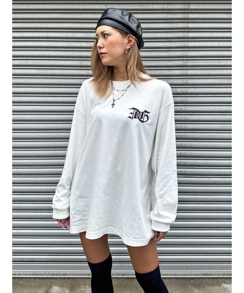 EGOIST（エゴイスト）の「BIG刺繍ユニセックスロンT（Tシャツ/カットソー・レディース・パープル/ホワイト/ブラック/カーキ・FREE）」の2枚目の写真