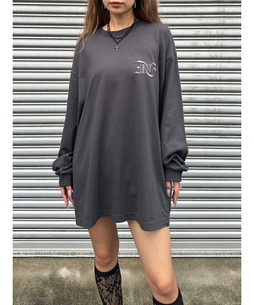 EGOIST（エゴイスト）の「BIG刺繍ユニセックスロンT（Tシャツ/カットソー・レディース・パープル/ホワイト/ブラック/カーキ・FREE）」の5枚目の写真